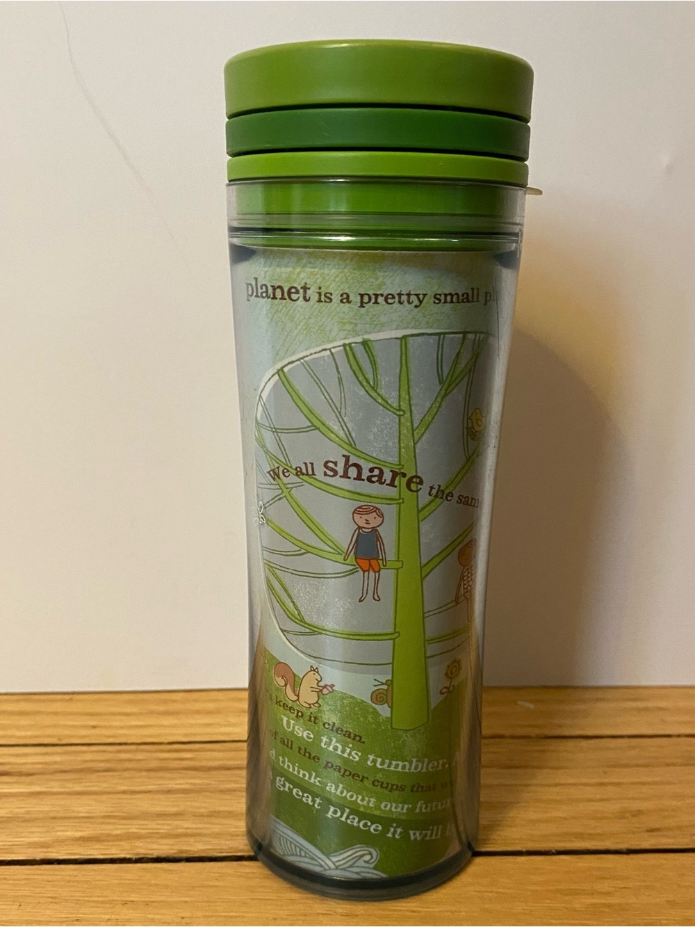 Starbucks Coffee Travel Tumbler Mug Cup Narrow Children Green Earth  Day 8 oz